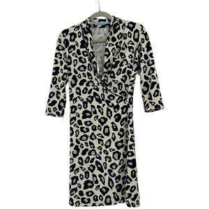 J McLaughlin Catalina Cloth Animal Print Leopard Faux Wrap Dress Size Small